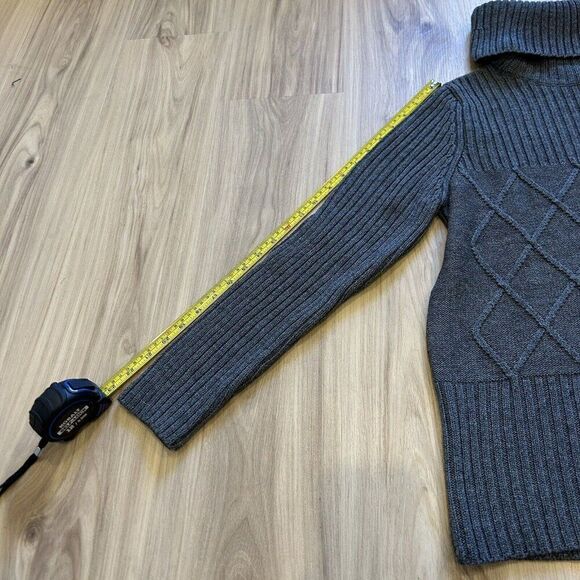 OLSEN Europe Vtg Gray Turtleneck Size 10 Merino Wool Acrylic Blend Zipper Detail - Picture 7 of 10